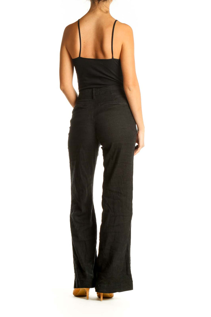 Black Solid All Day Wear Wide Leg Pants