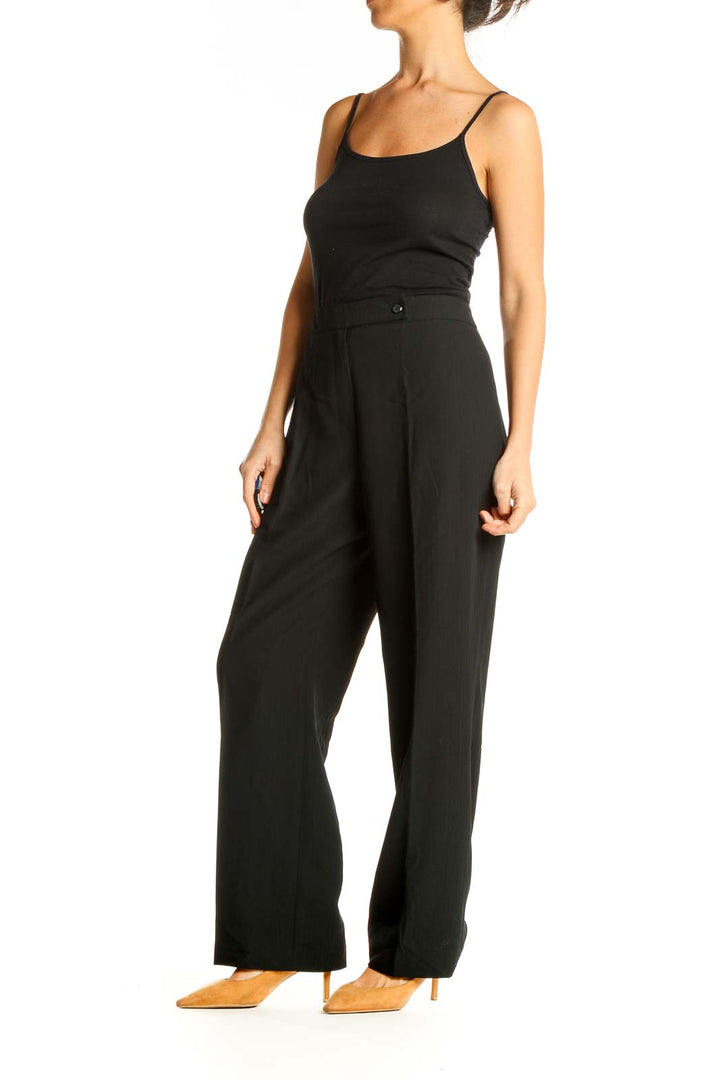 Black Textured Classic Trousers