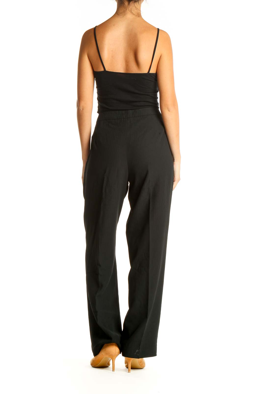 Black Textured Classic Trousers