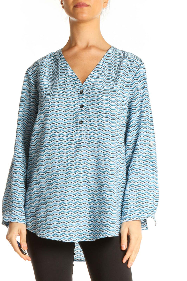 Blue Printed Casual Top