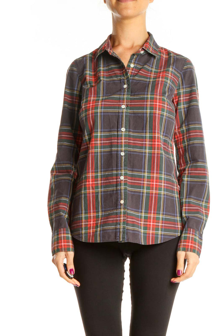 Red Plaid Casual Top