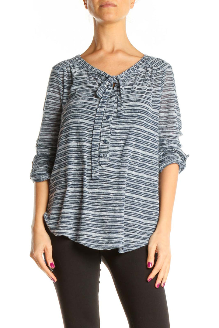 Gray Striped Casual Top