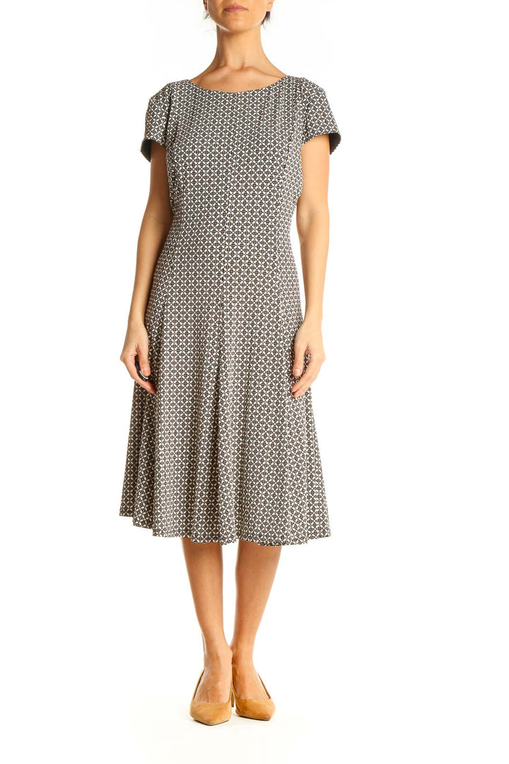 Gray Geometric Print Classic Dress