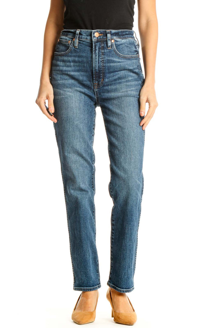 Blue Straight Leg Jeans