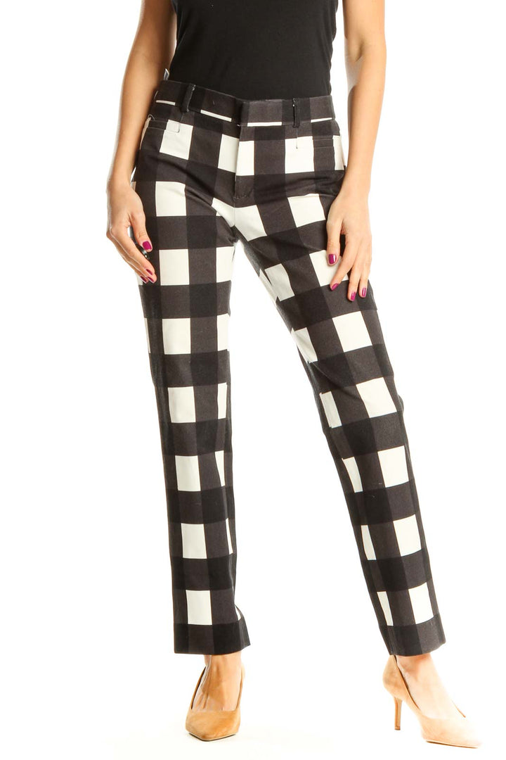 Black Checkered All Day Wear Trousers