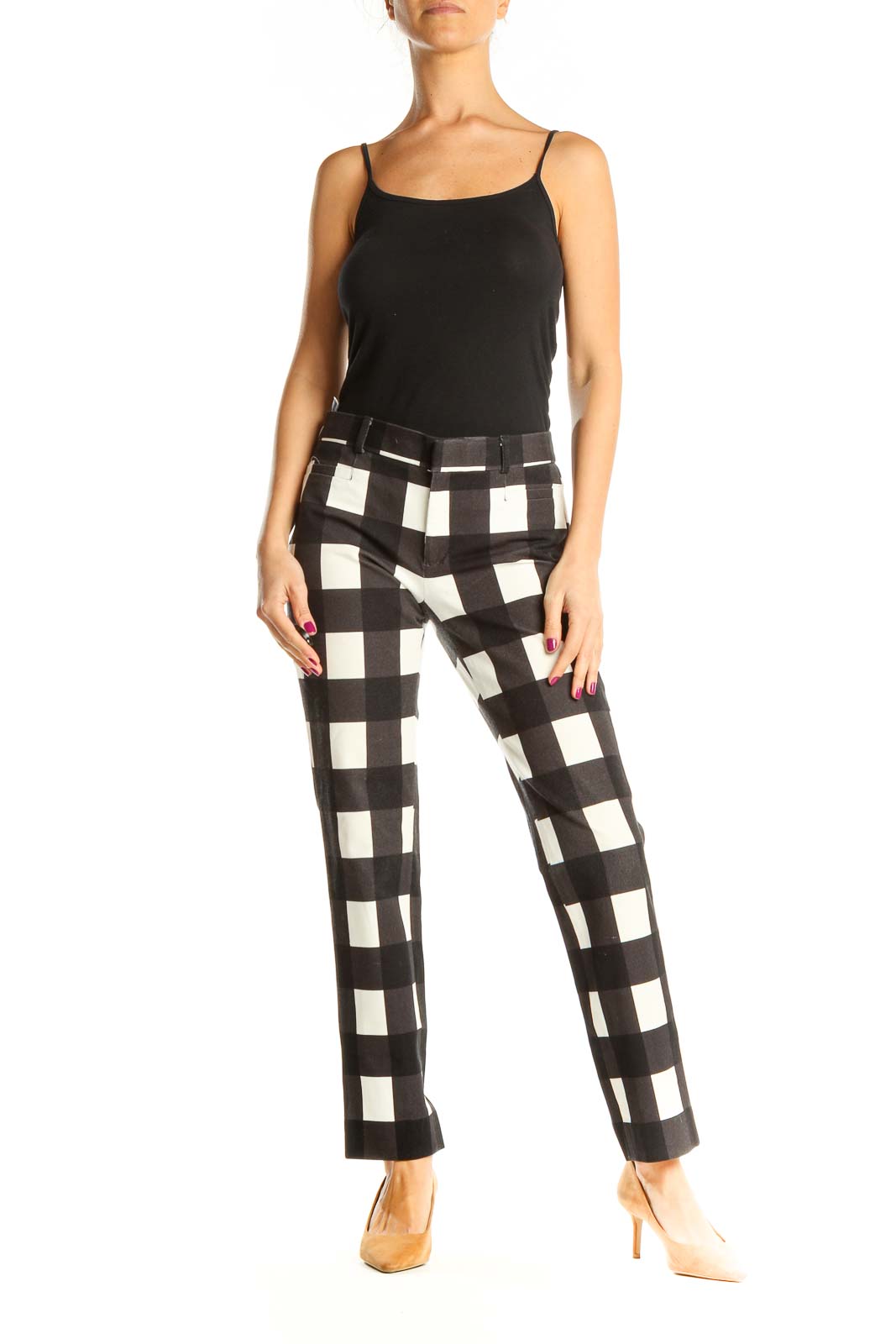 Black Checkered All Day Wear Trousers