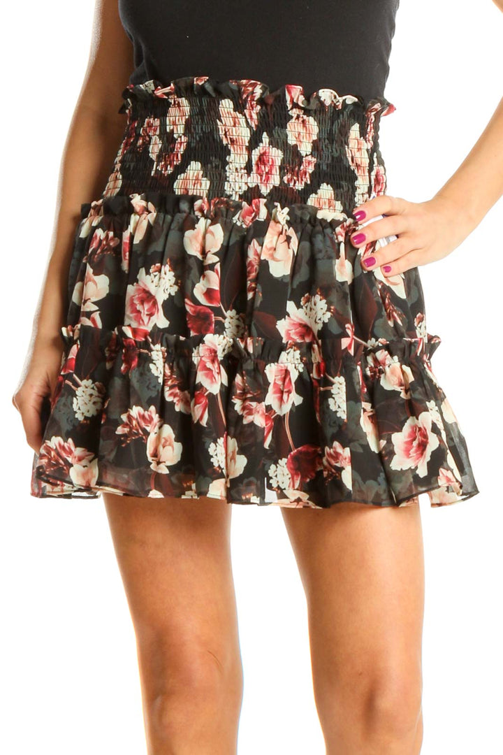 Multicolor Floral Print Mini Skirt