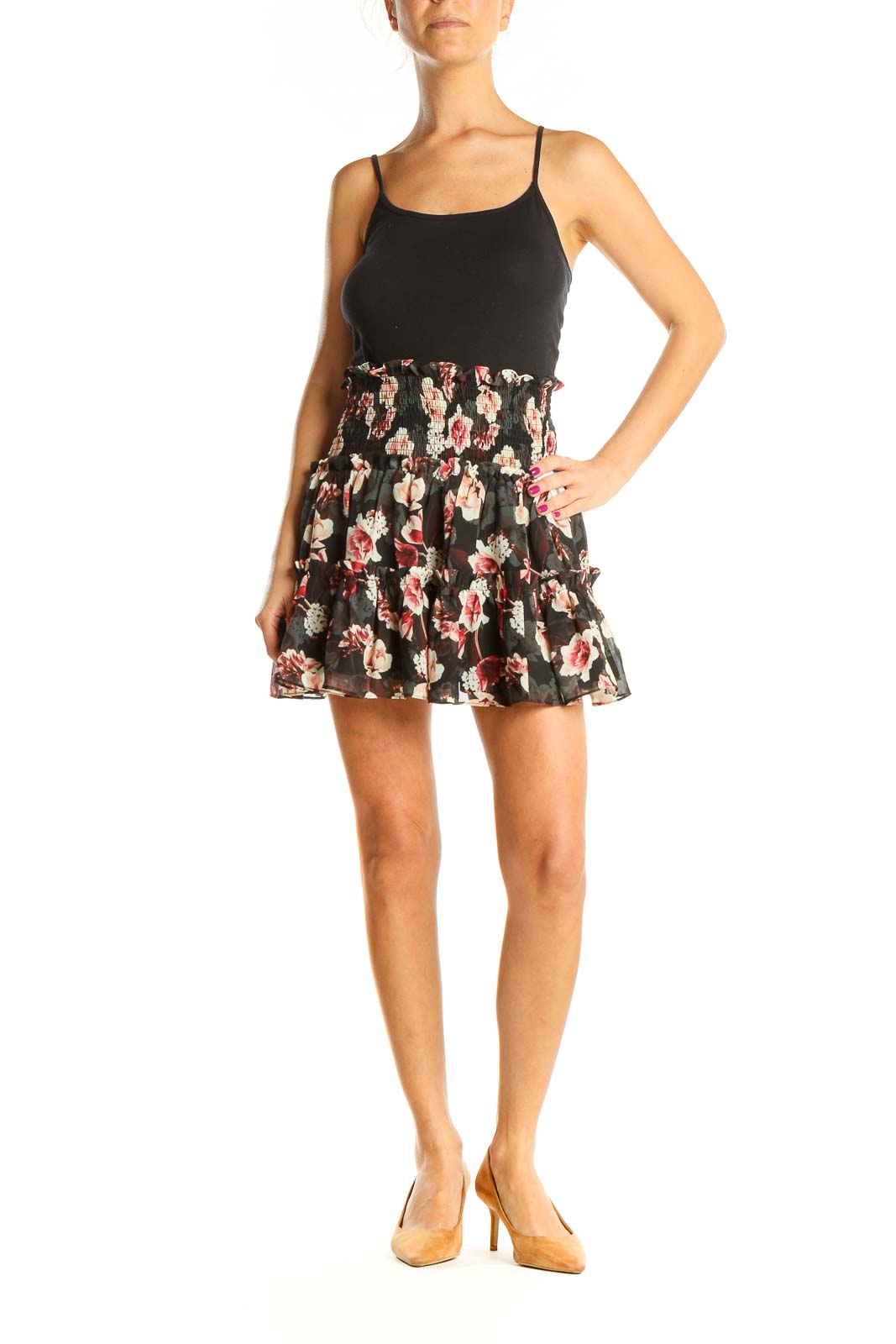 Multicolor Floral Print Mini Skirt