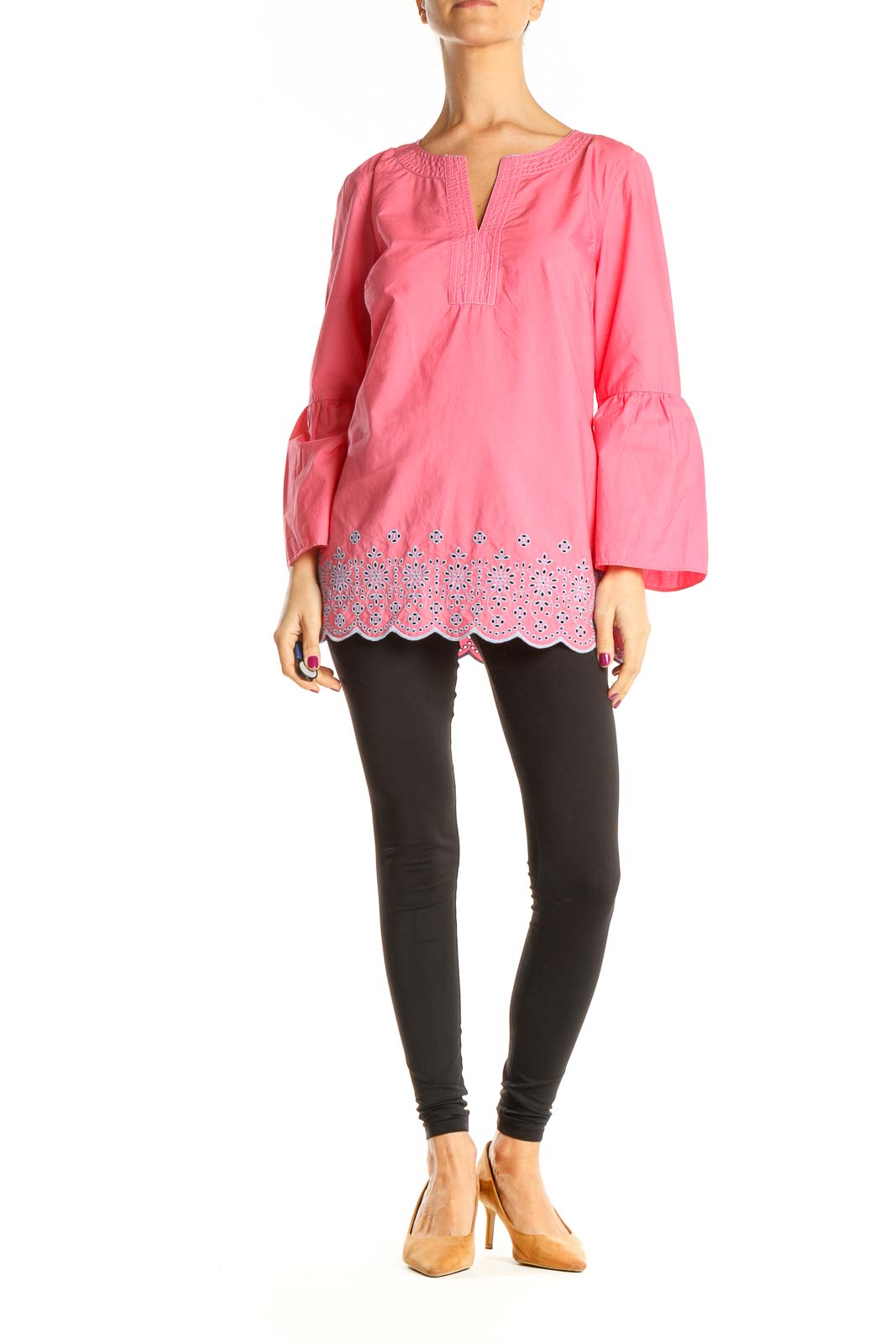 Pink Bohemian Eyelet Top