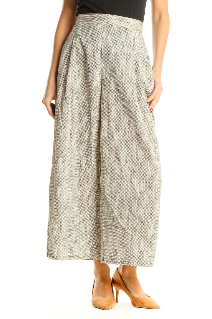 Beige Textured Palazzo Pants