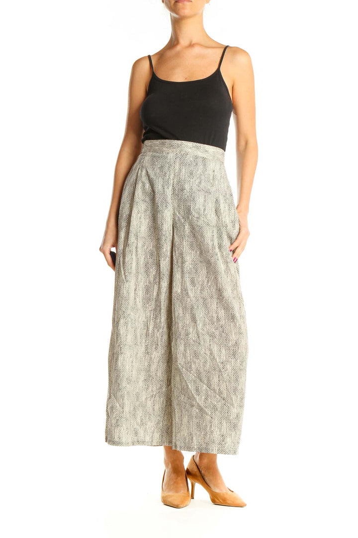 Beige Textured Palazzo Pants