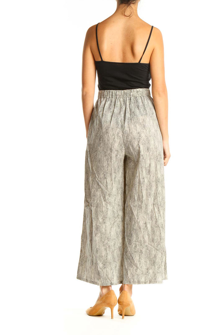 Beige Textured Palazzo Pants