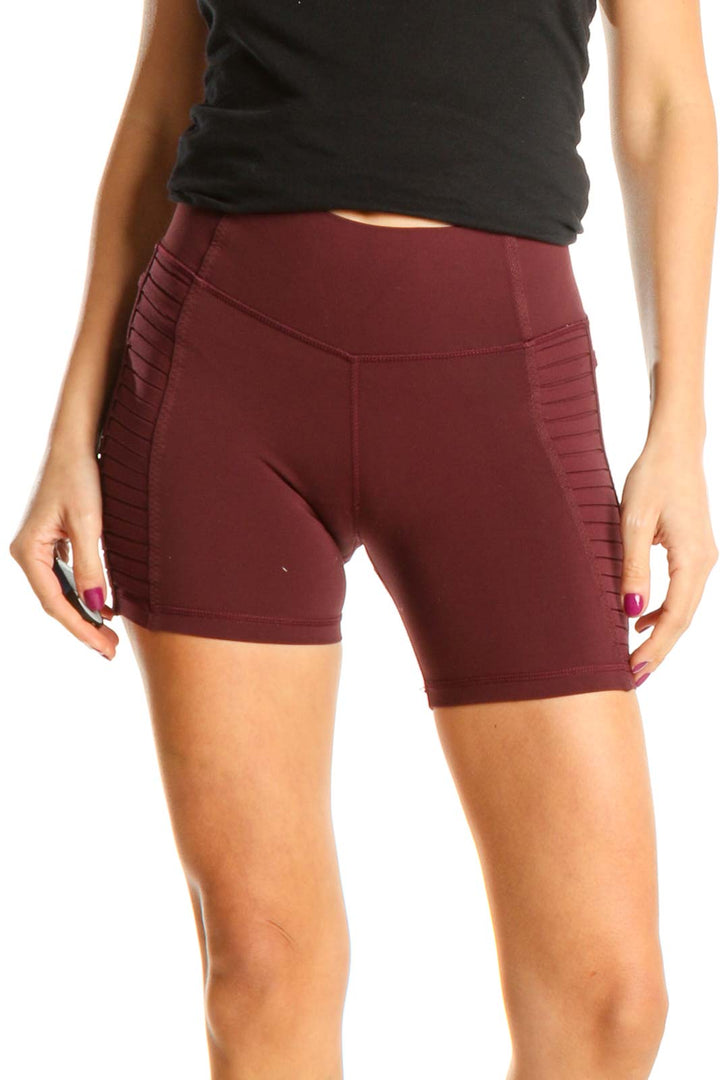 Red Solid Activewear Shorts