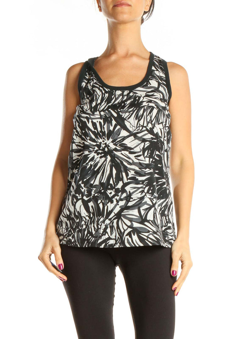 White Graphic Print Tank Top