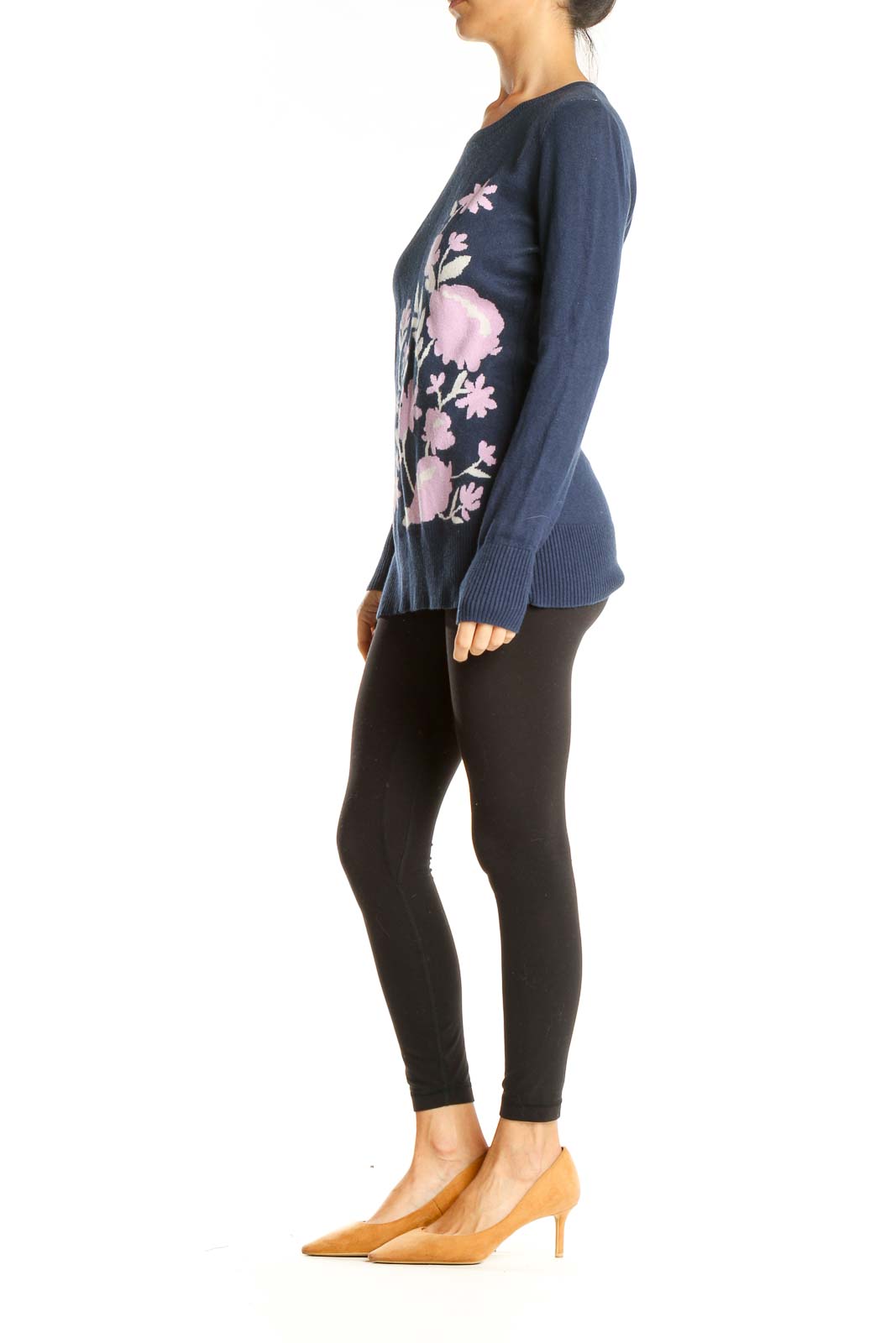 Blue All Day Wear Floral Sweater