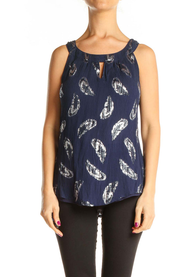 Blue Printed Casual Top