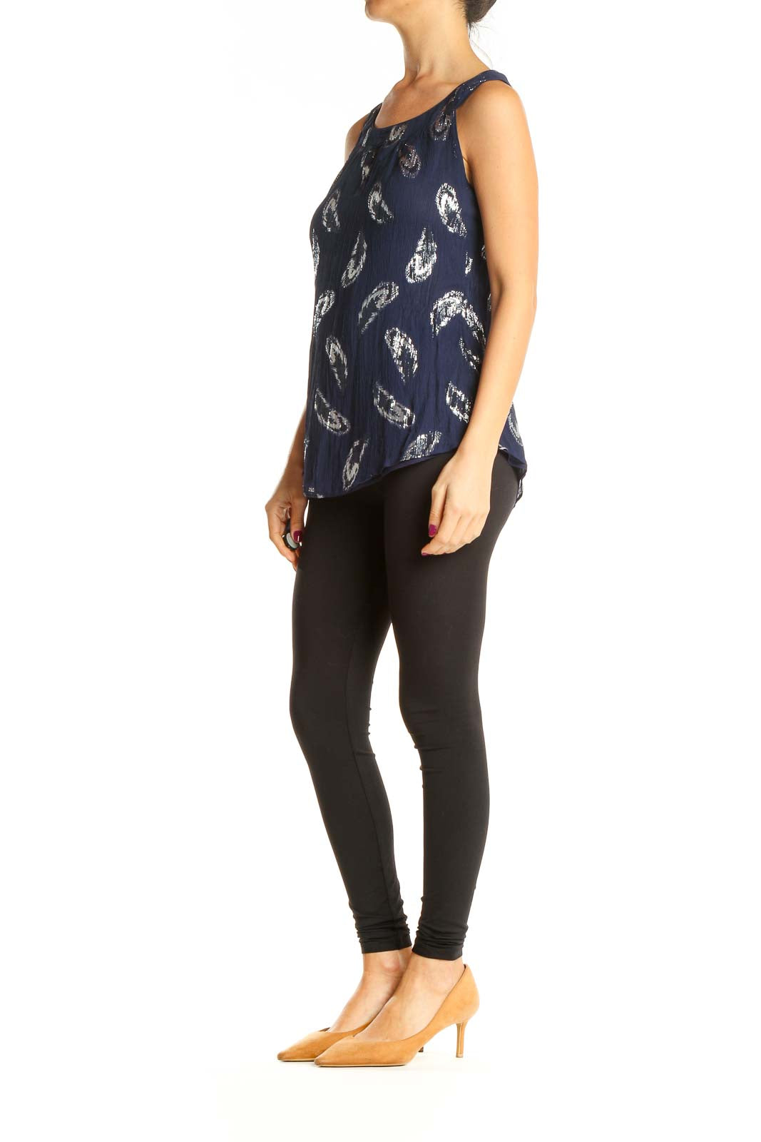 Blue Printed Casual Top