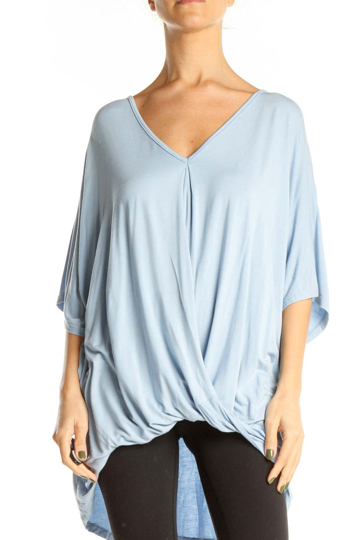 Blue Casual Drape Top