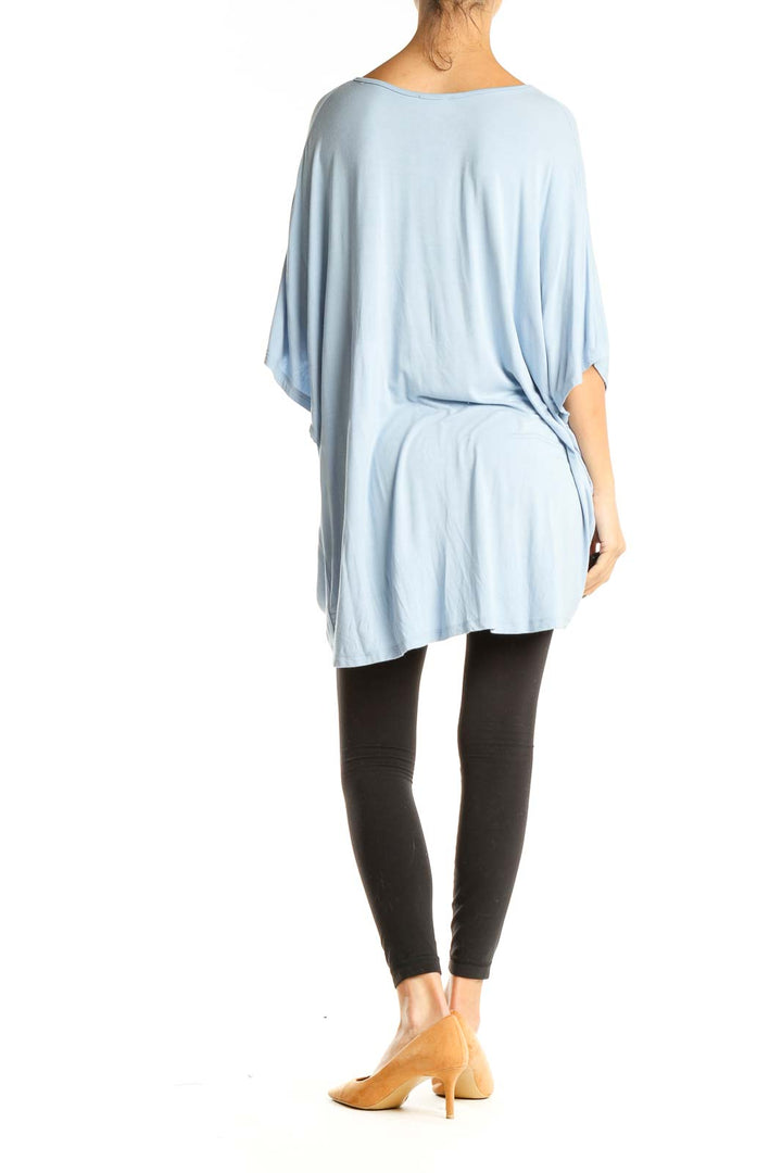 Blue Casual Drape Top