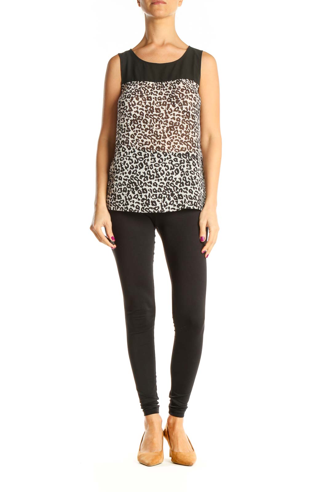 Brown Animal Print Casual Top