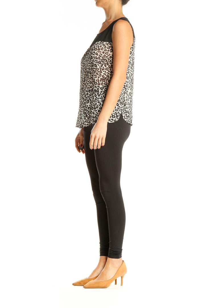 Brown Animal Print Casual Top