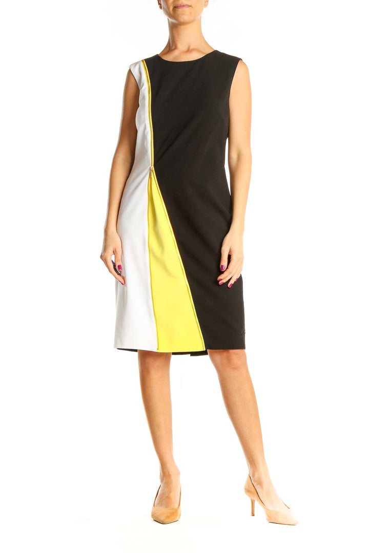 Black Colorblock Classic Sheath Dress