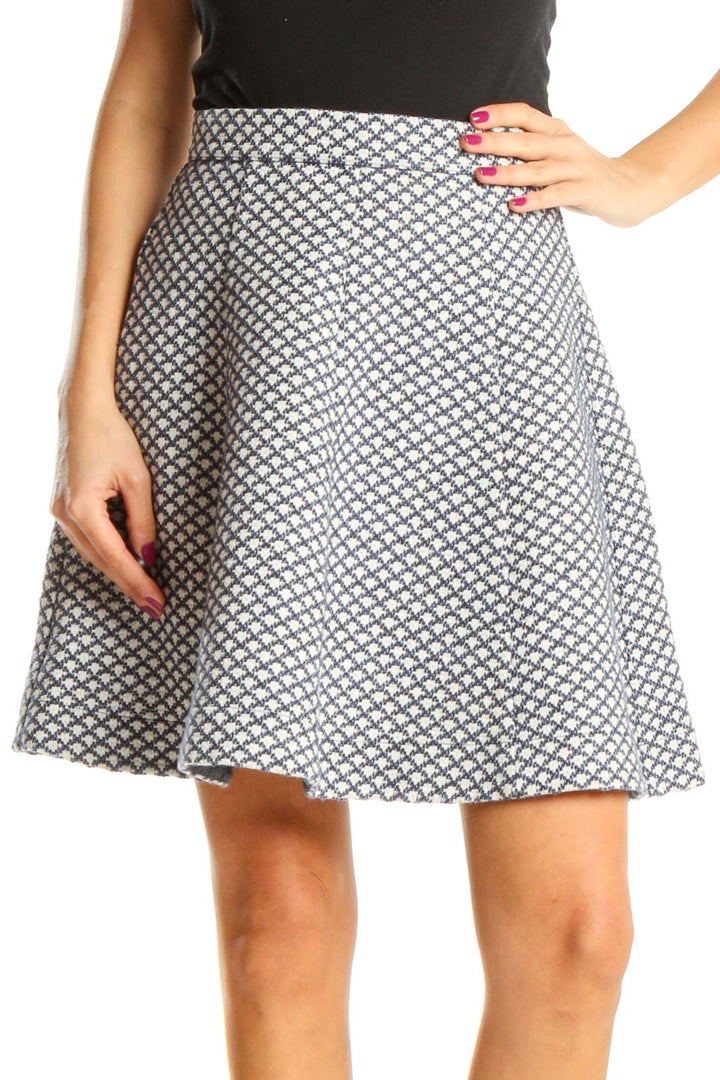 Gray Printed Chic Skater Skirt