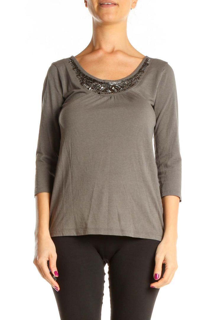 Gray Sequin Top