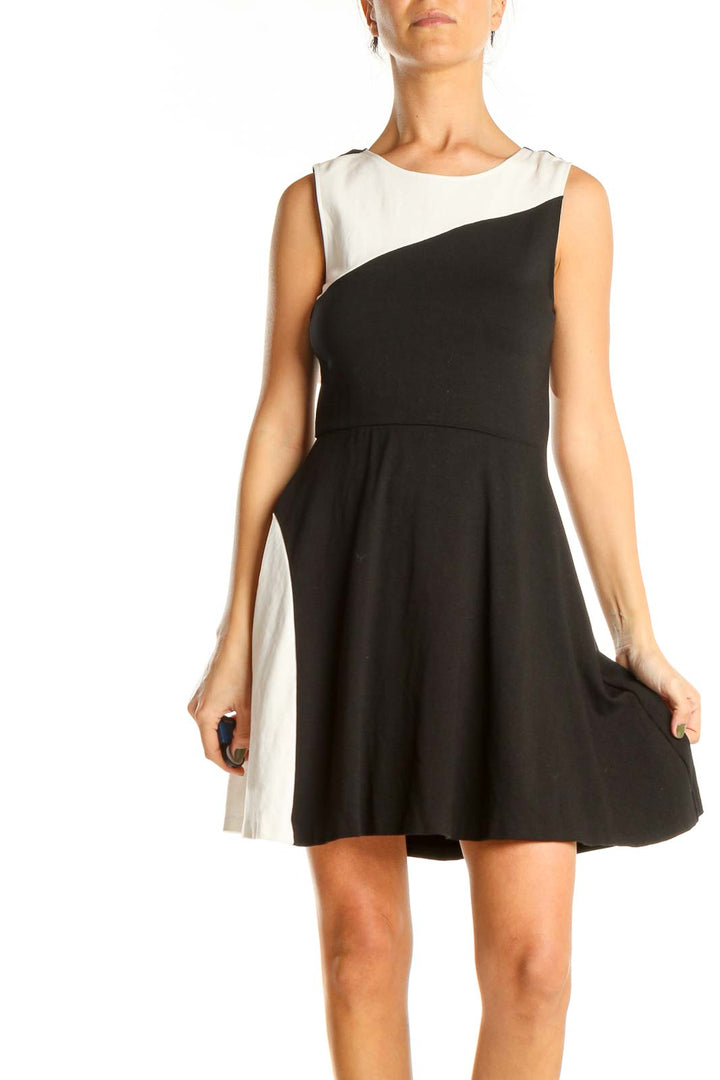 Black Colorblock Classic Fit & Flare Dress