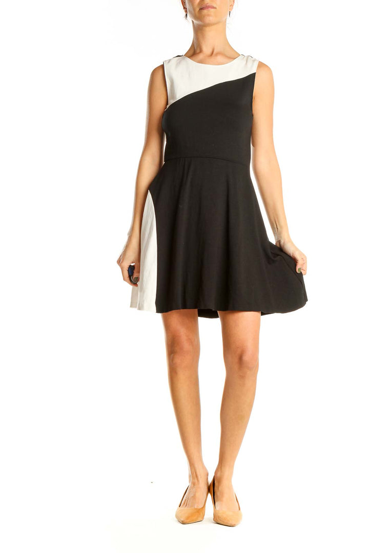 Black Colorblock Classic Fit & Flare Dress