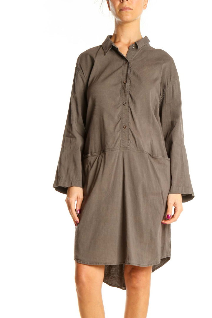 Brown Classic Shift Dress