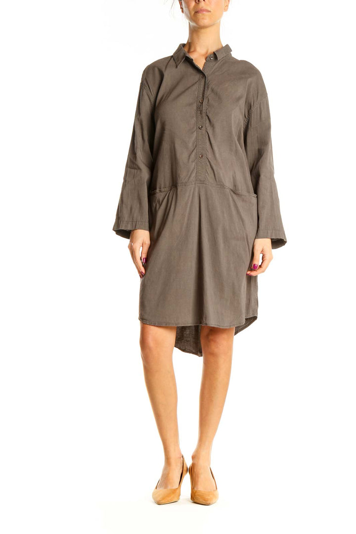 Brown Classic Shift Dress