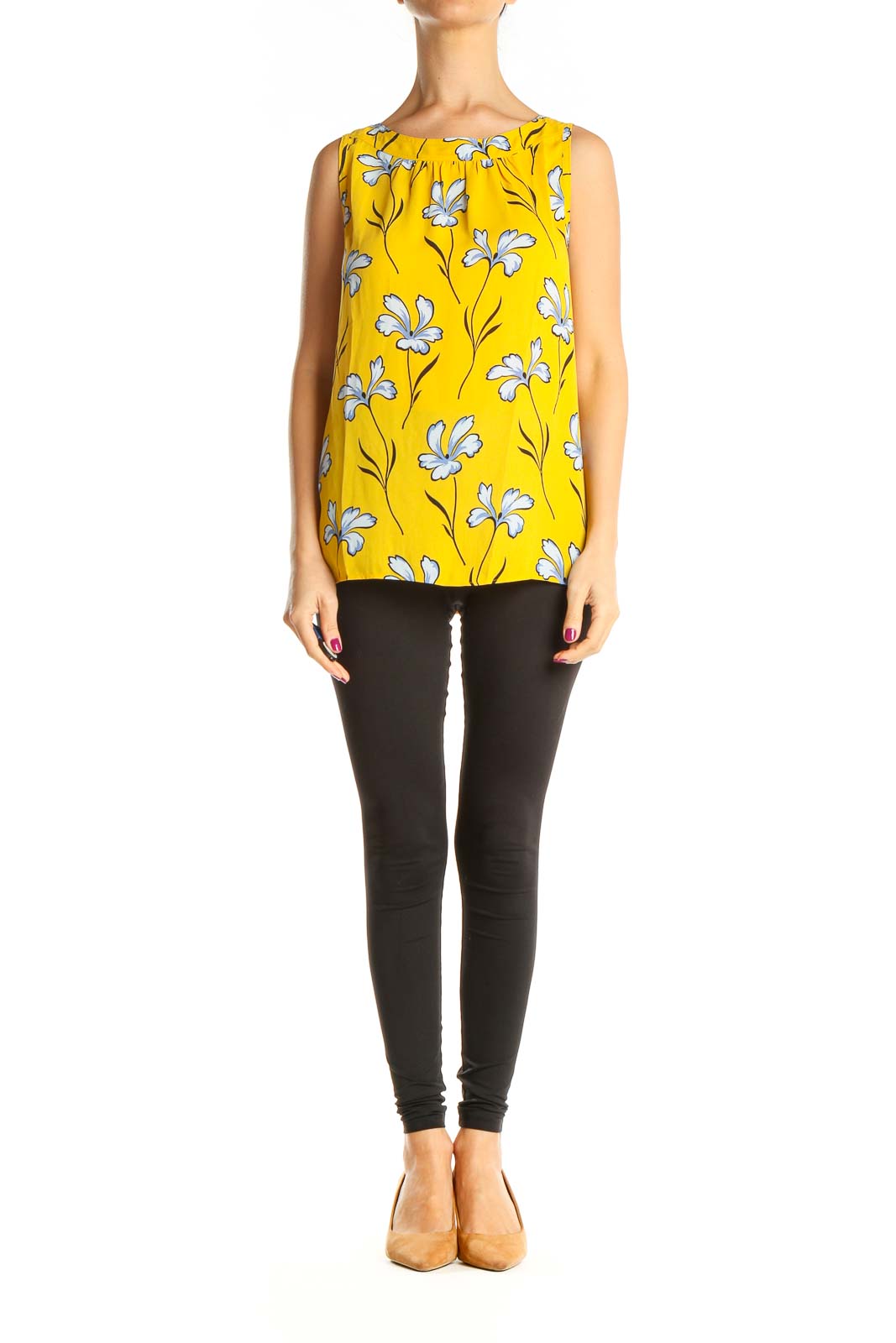 Yellow Floral Print Holiday Top