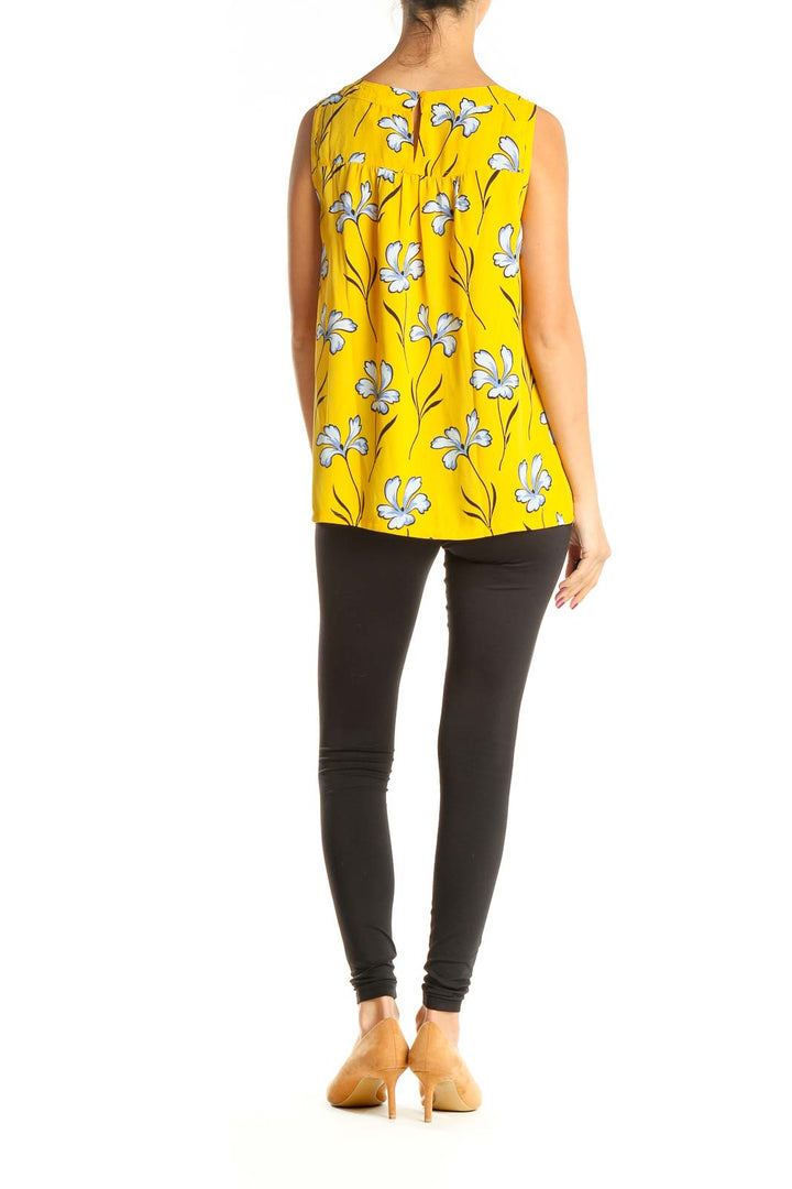 Yellow Floral Print Holiday Top