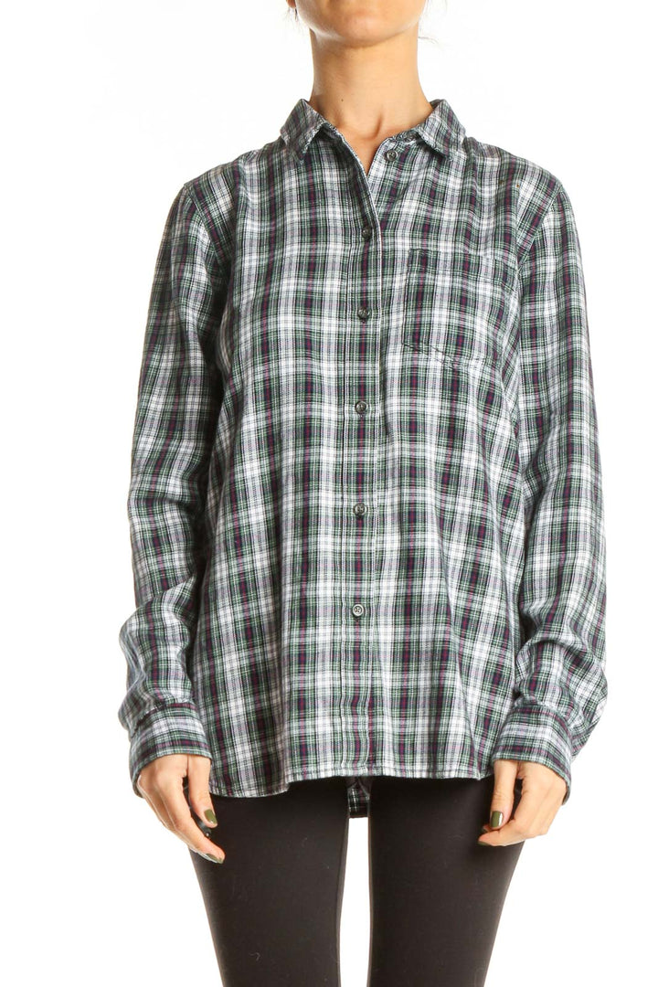 Gray Green Checkered All Day Wear Top