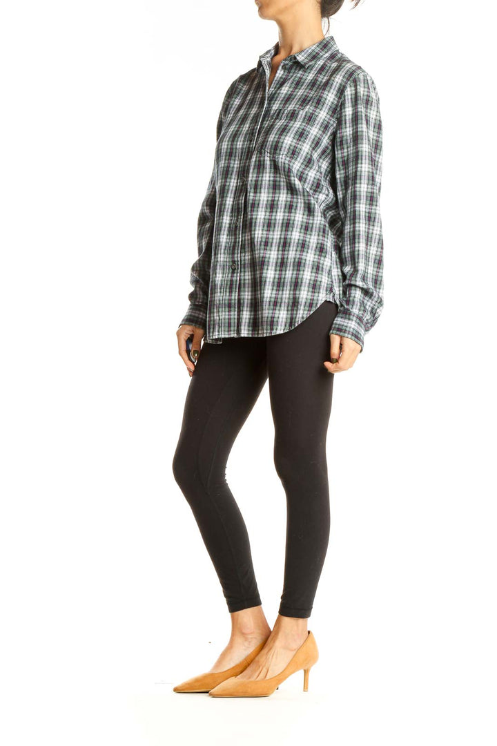 Gray Green Checkered All Day Wear Top