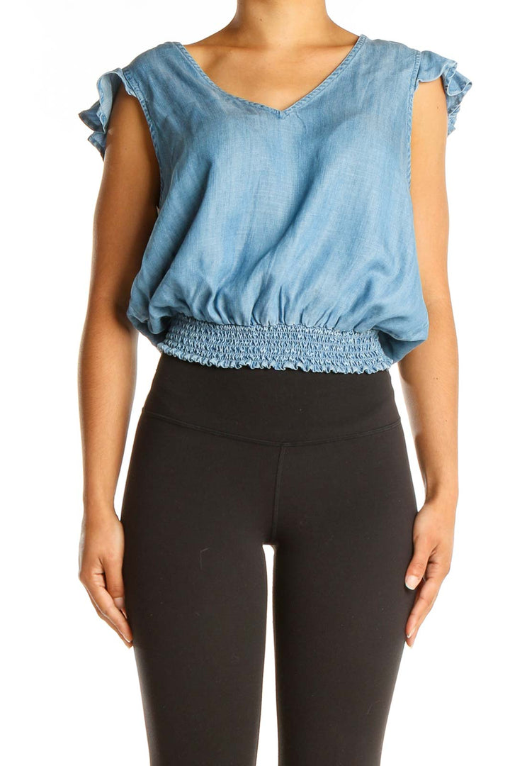 Blue Cropped All Day Wear Top