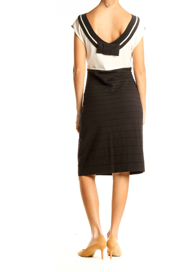 Black Colorblock Work Sheath Dress