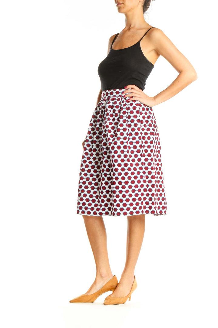 Red Printed Chic Pencil Skirt