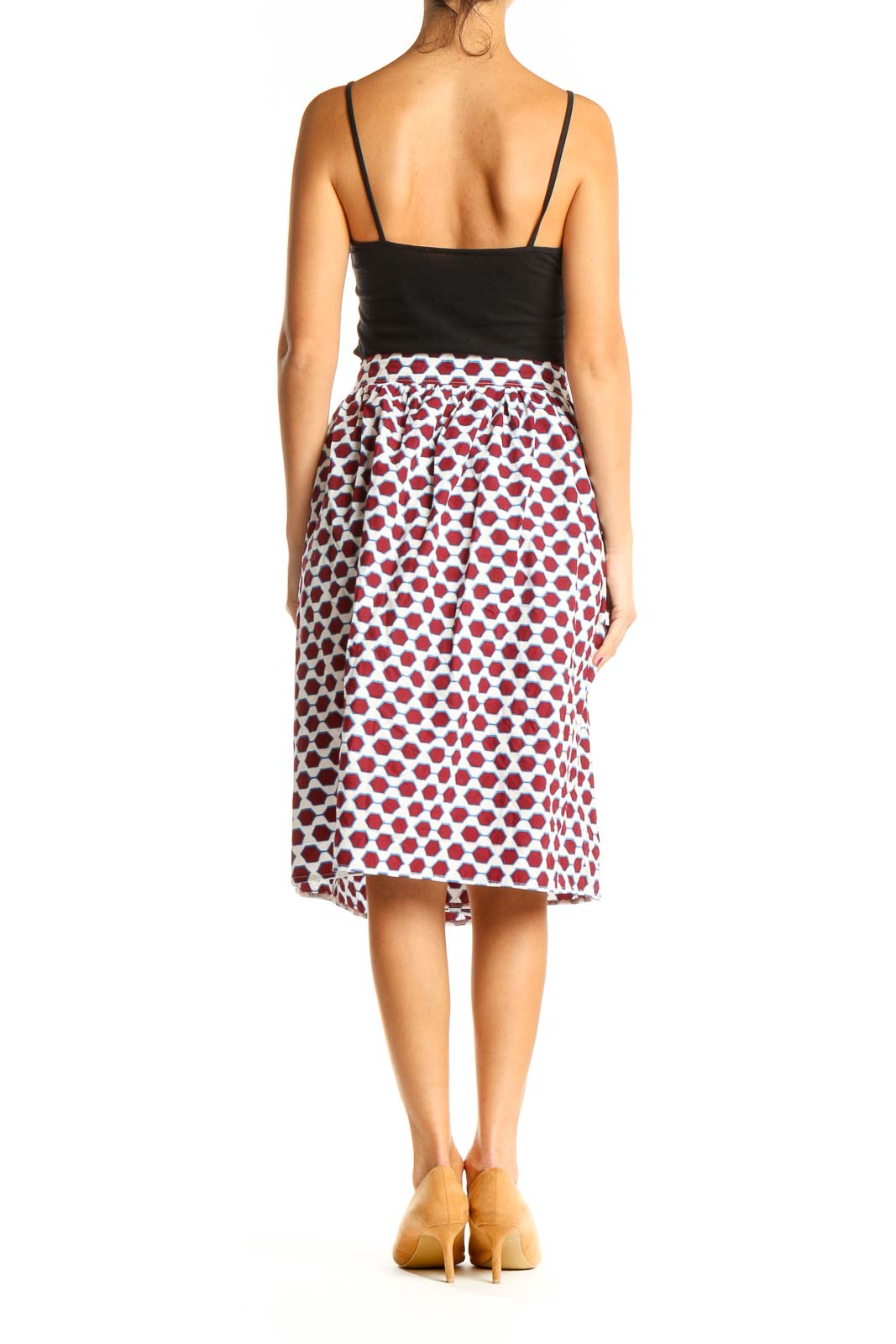 Red Printed Chic Pencil Skirt