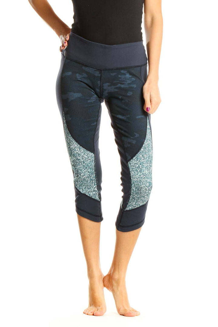 Blue Printed Activewear Leggings