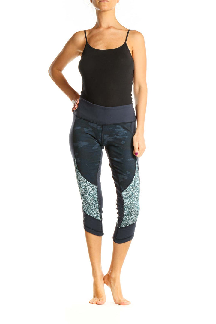 Blue Printed Activewear Leggings