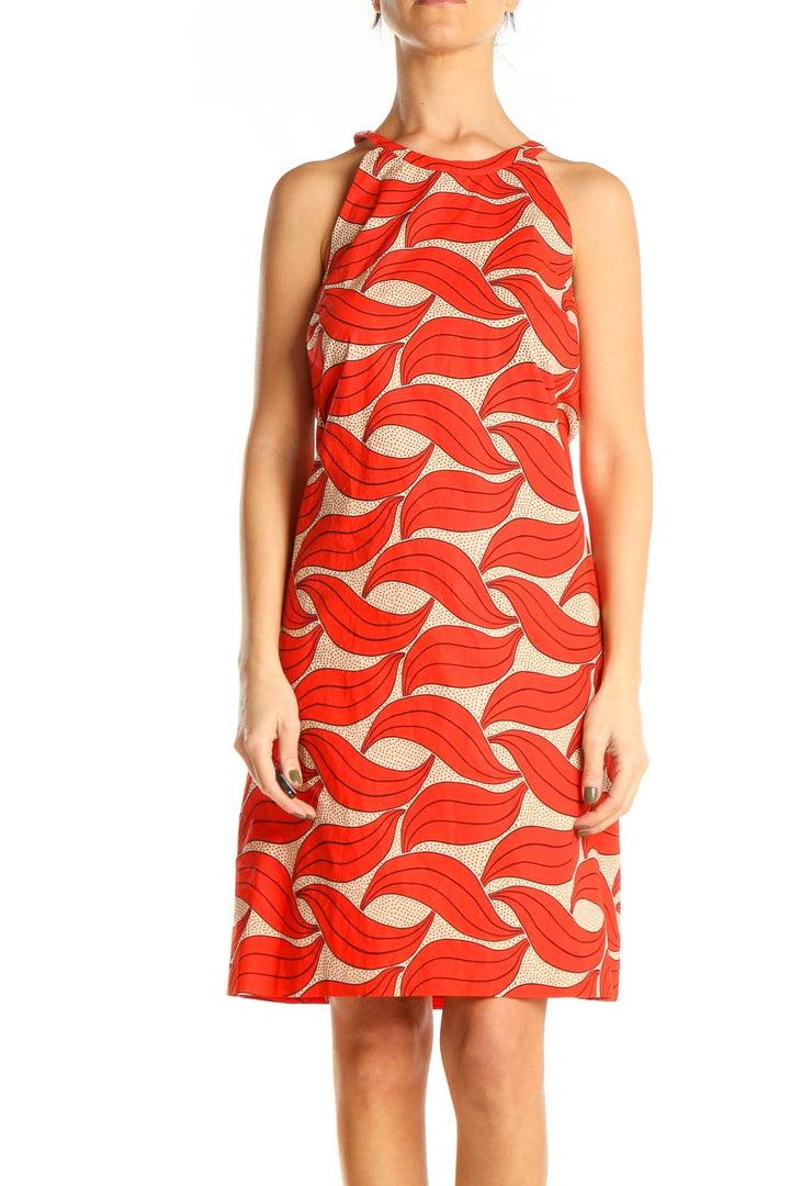 Red Printed Sheath Dress