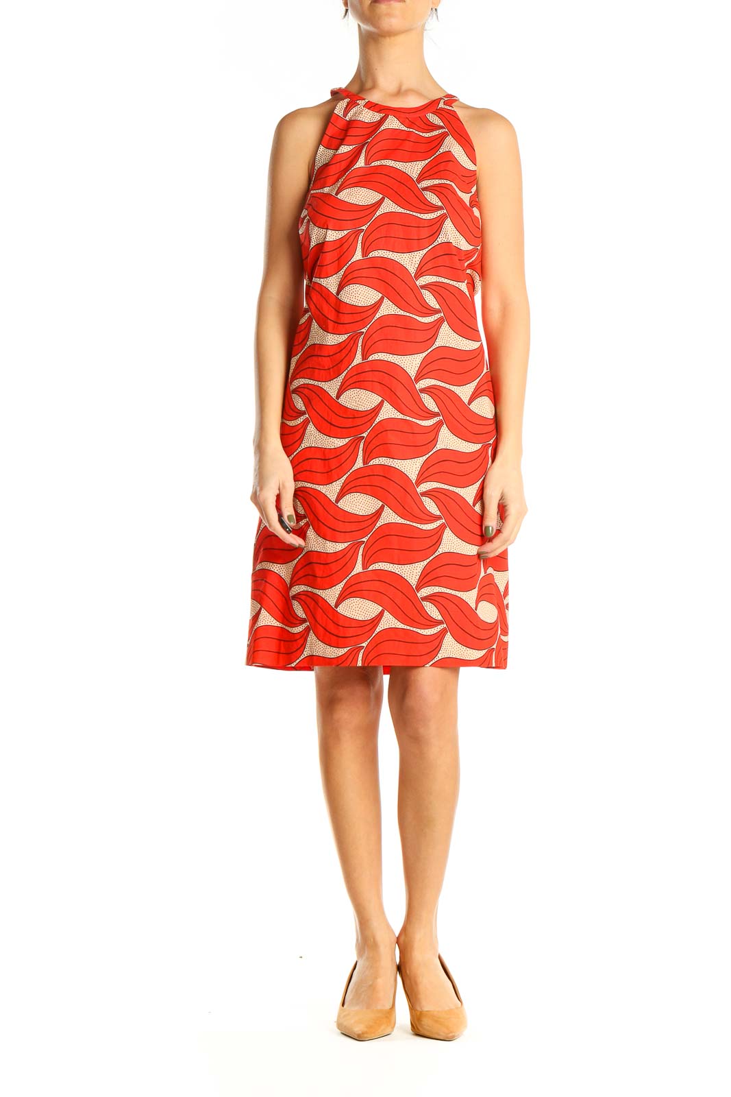 Red Printed Sheath Dress