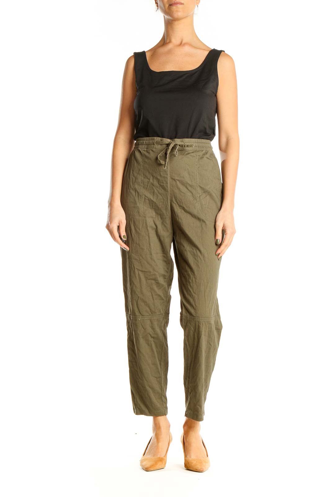 Green Textured All Day Wear Pants