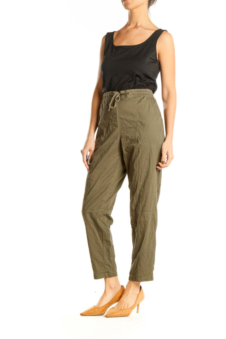 Green Textured All Day Wear Pants