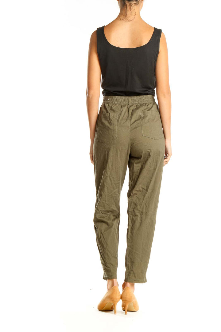 Green Textured All Day Wear Pants