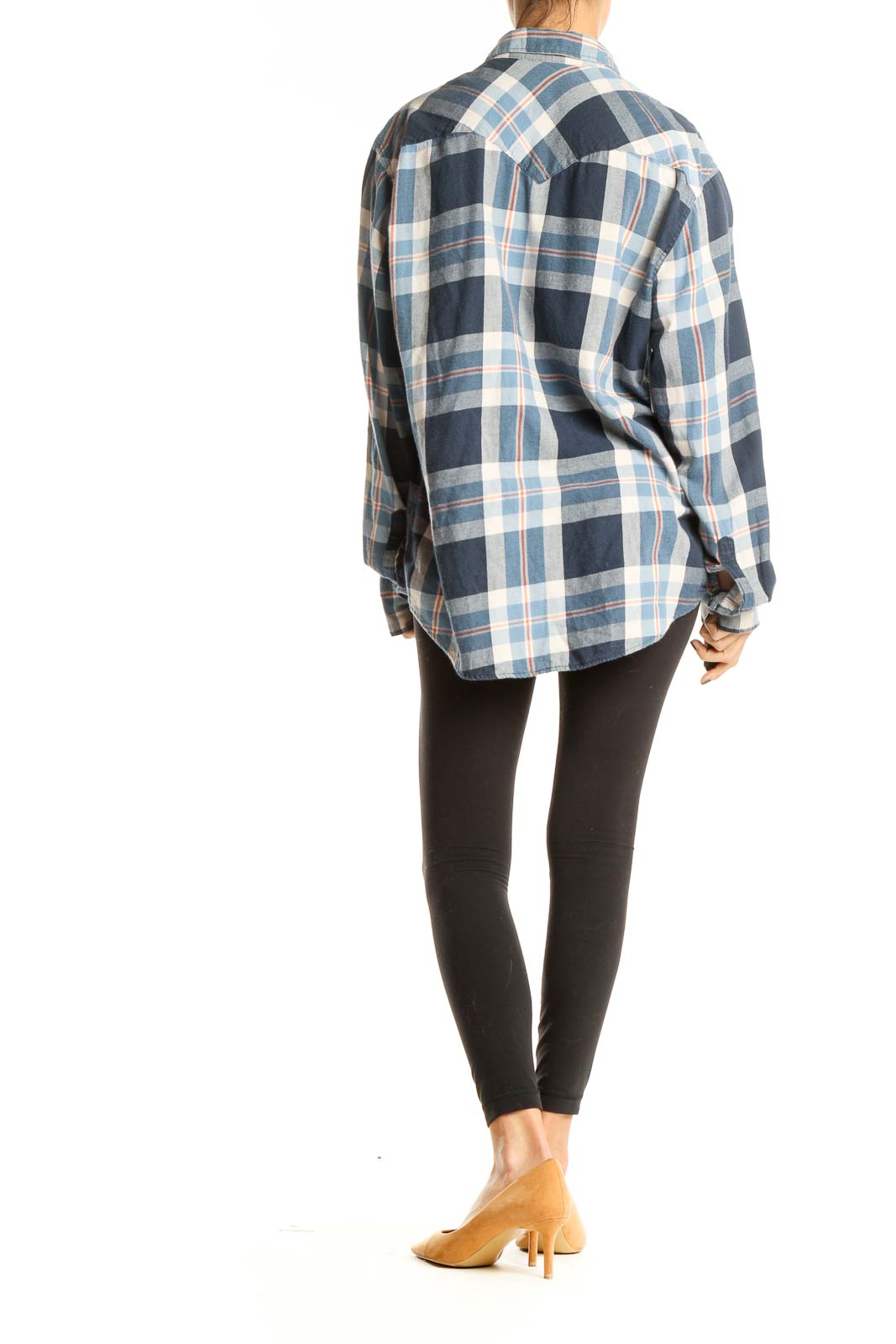 Blue Checkered Casual Top