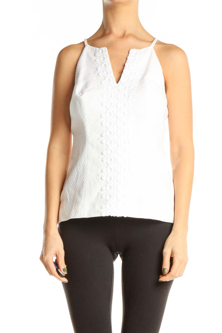 White Textured Chic Tank Top