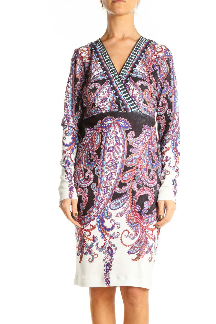 White Purple Paisley Retro Sheath Dress